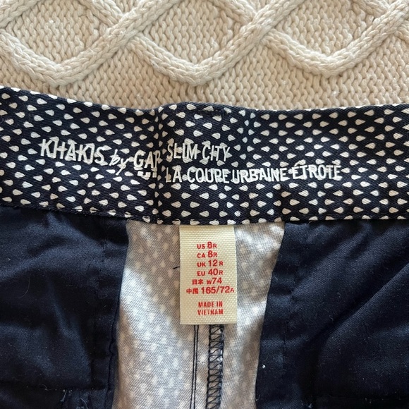 GAP Khaki Navy and White Patterned Pants Slim City Style Women’s Size 8, Ankle - Picture 12 of 16